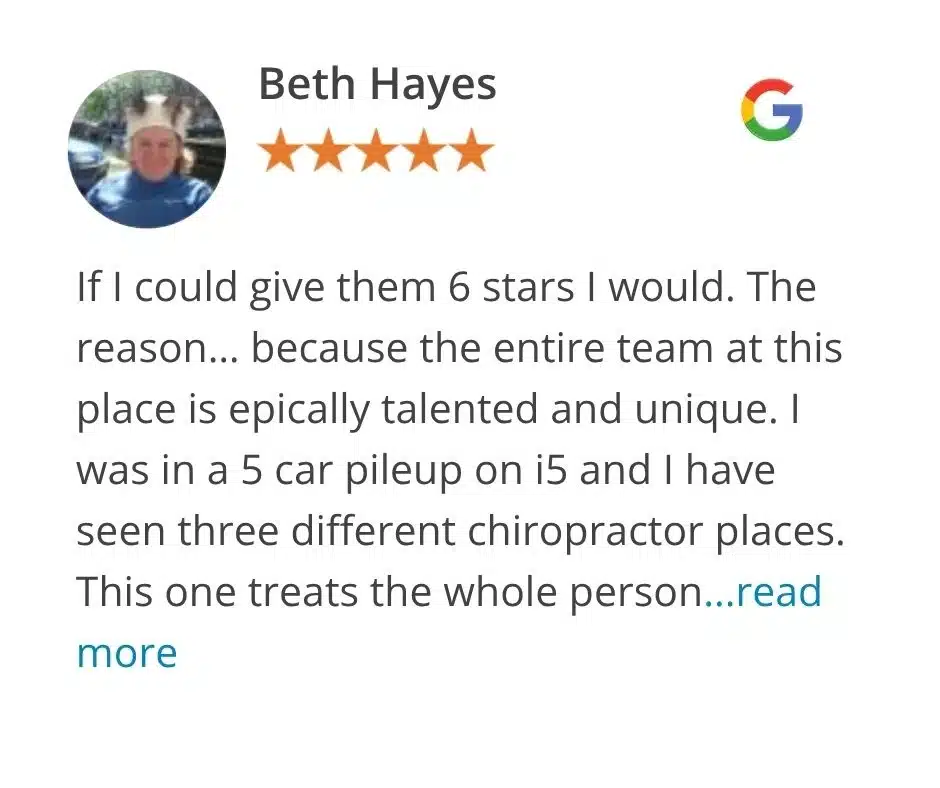 Google review from Beth Hayes for Ballard Seattle Chiropractic Center