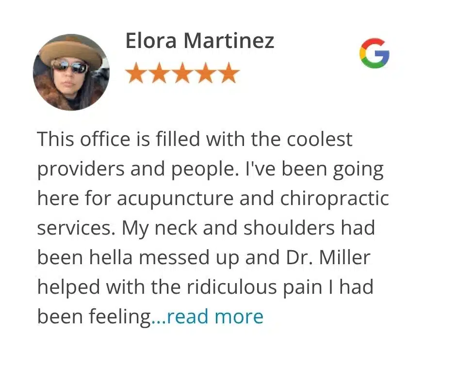 Google review from Elora Martinez for Ballard Seattle Chiropractic Center